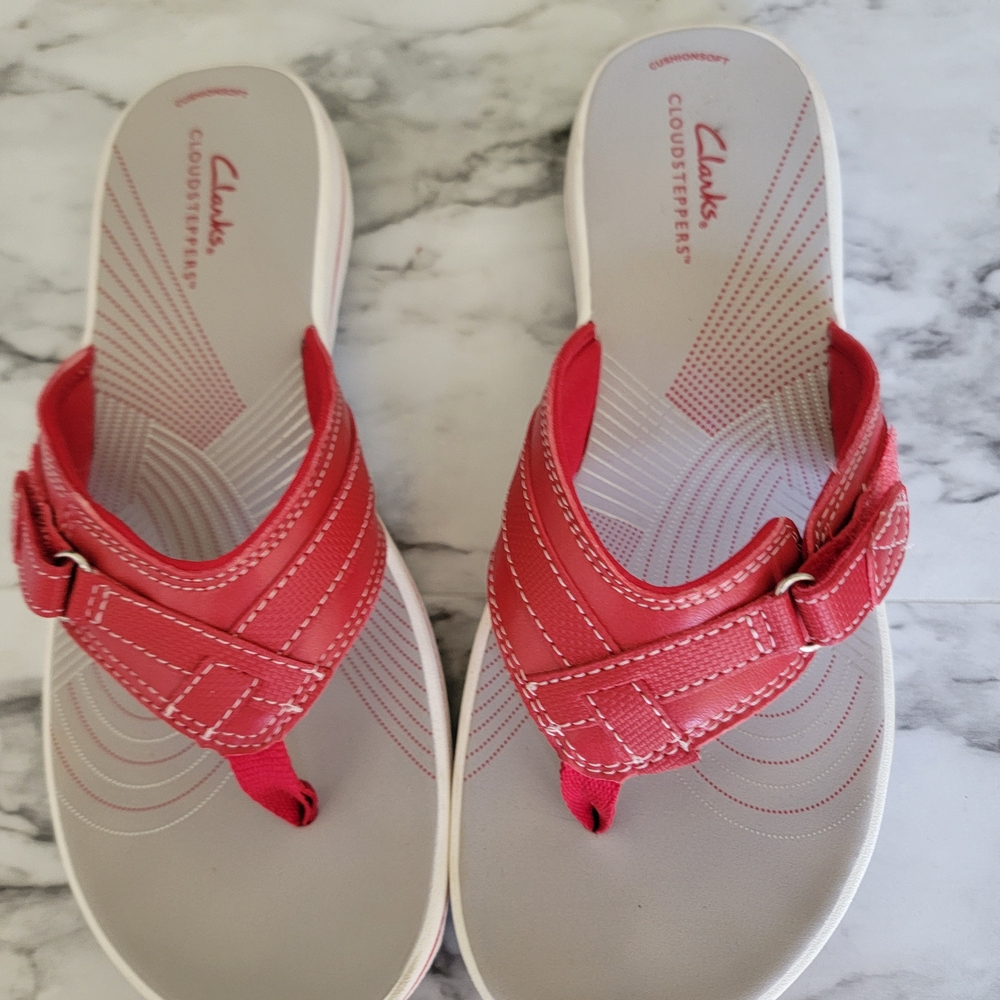Clarks Red Sandals with Sporty Woven Design